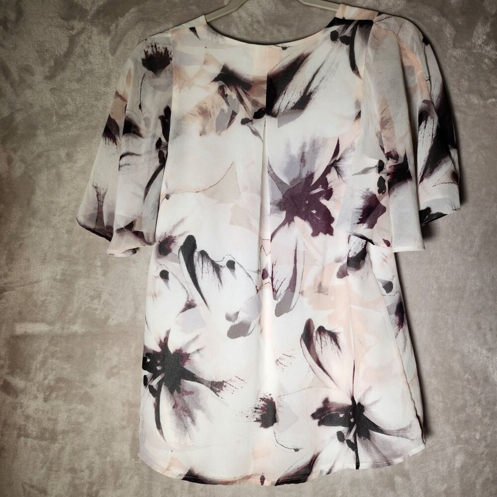 Calvin‎ Klein Floral Print Beachy Artsy Comfortable Romantic Short Sleeve Small - Picture 2 of 5